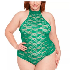 Frederick's Of Hollywood Margarita Floral Green Lace Teddy Size Medium NWT